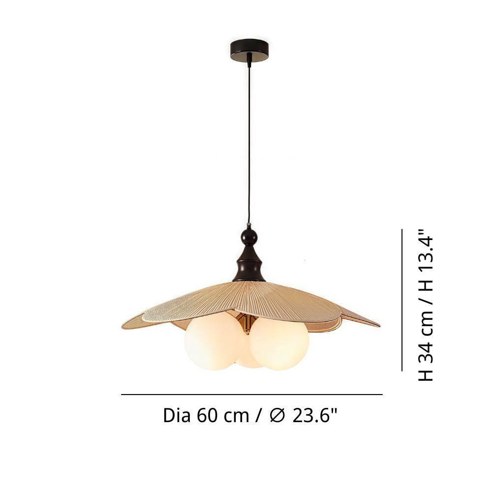 Rattan Glass Ball Pendant Light - Retro Leaf Shape Design for Entryway