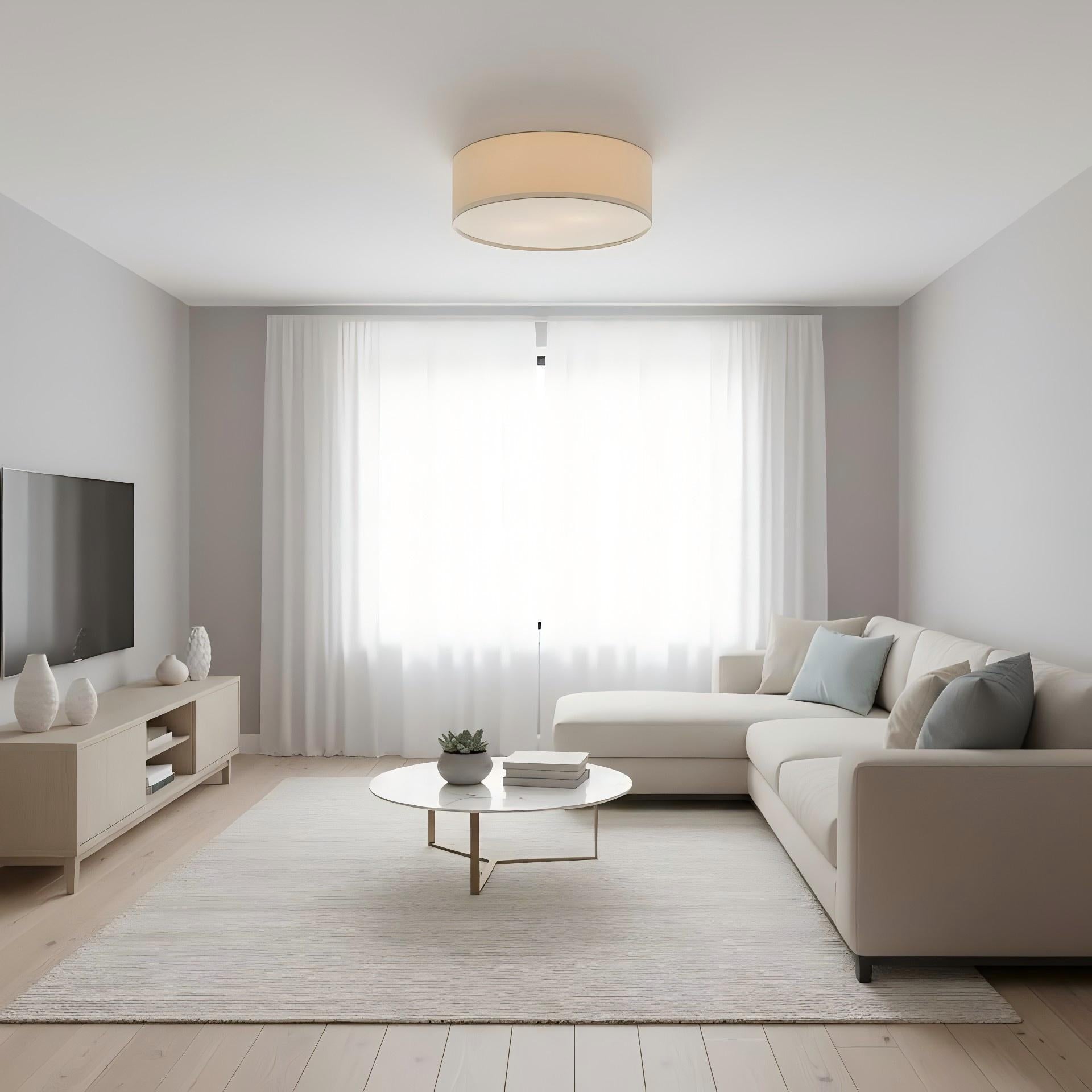 Dumora Linen Drum Flush Mount Ceiling Lamp - Stylish Soft Fabric Ceiling Light