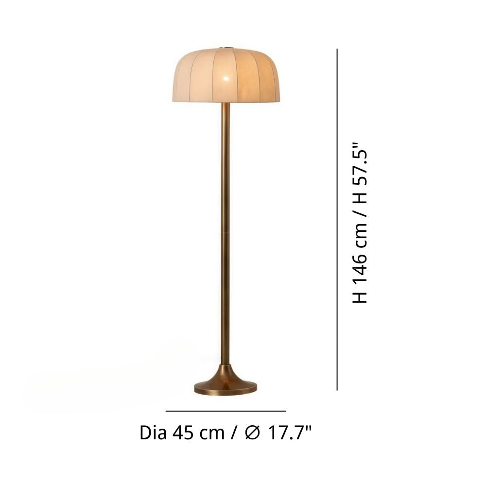 Modern Linen Floor Lamp - Drum Aged Brass Floor Lamps for Living Room