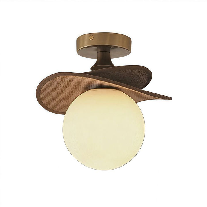 Raffia Petal Ceiling Light - Vintage Tiered Rattan Globe Lamp for Aisle