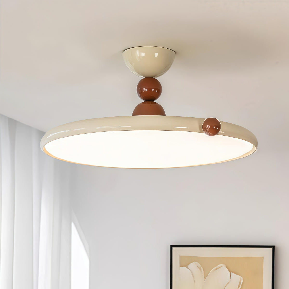 Retro Round Ceiling Light - French Style Aluminum Acrylic