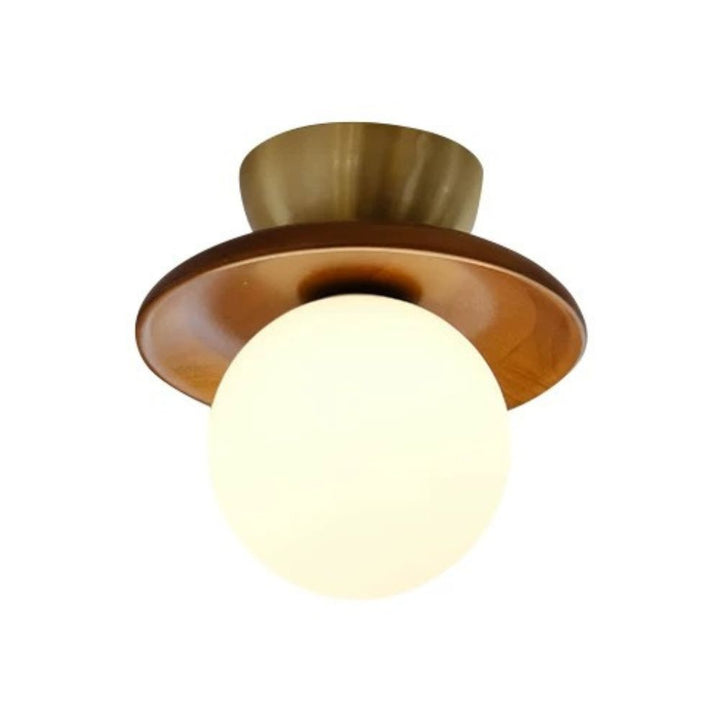 Vintage Disc Wood Ceiling Light - Retro Globe Bean Design for Bedroom