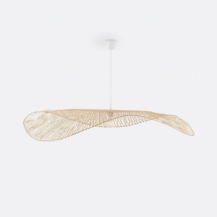 Straw Hat Pendant Light - Handwoven Bamboo Ceiling Light Shade