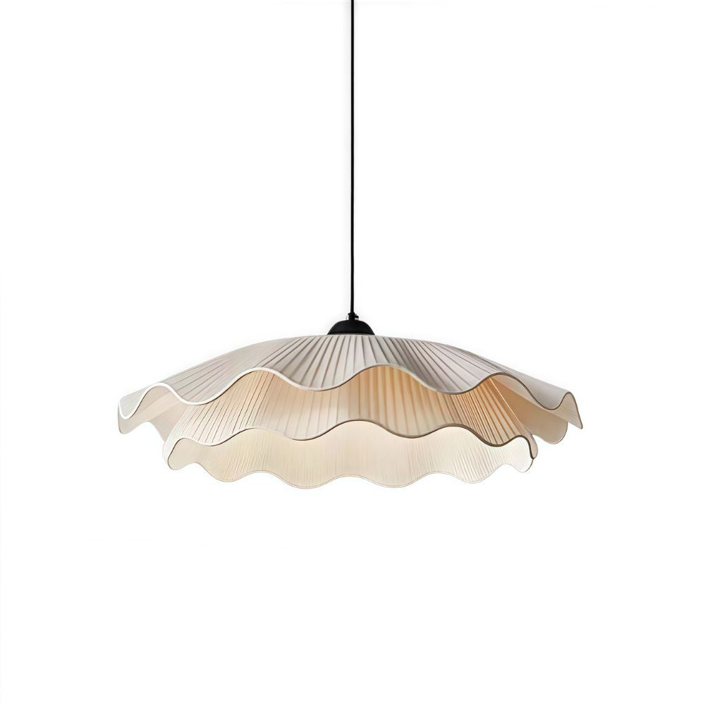 French Petal Pendant Light - White Fabric Shade for Kitchen Island