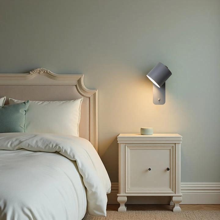 Applique murale cylindrique rotative — Éclairage d'intérieur minimaliste en métal