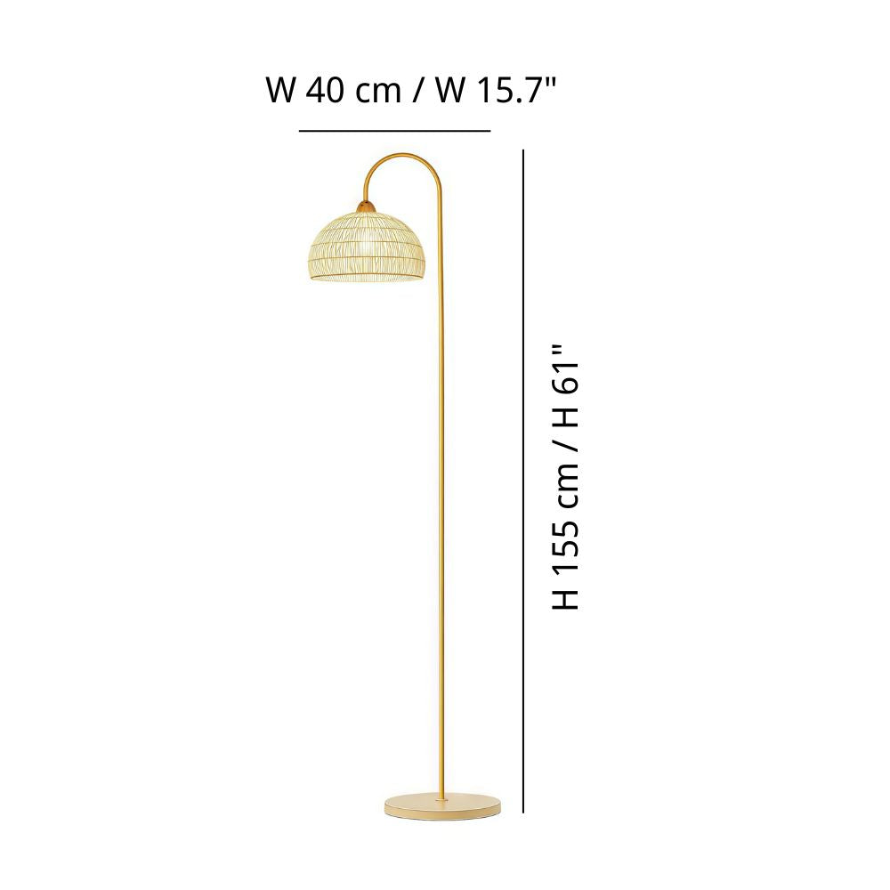 Rattan Arch Floor Lamp - Beige Natural Floor Lamp for Living Room