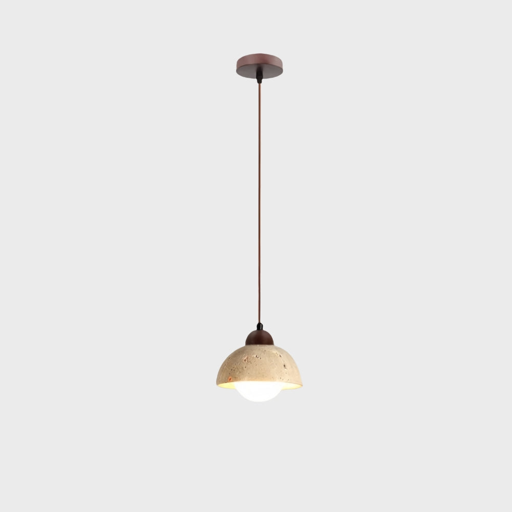 Travertine Pendant Light - Natural Organic Travertine Shade