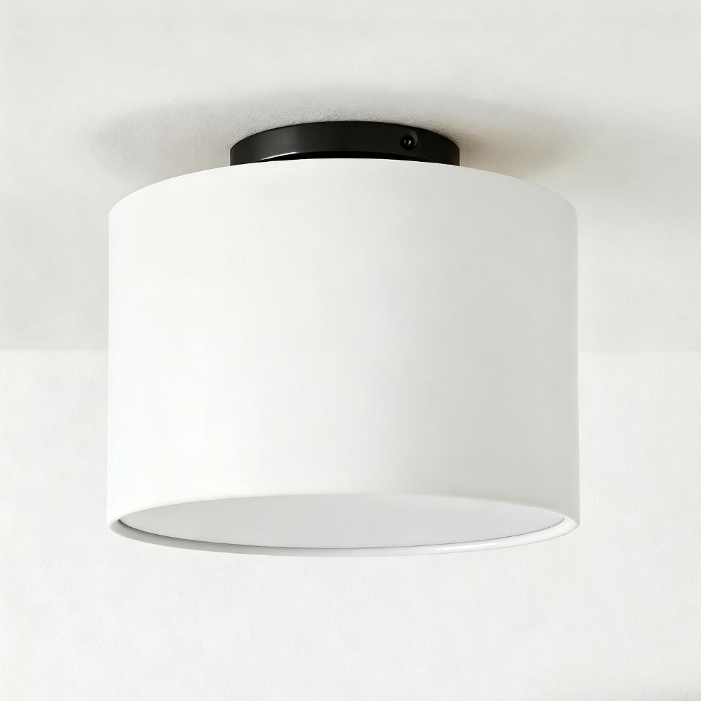 Jelvane Fabric Drum Ceiling Lamp - Linen Flush Mount Light for Hallway