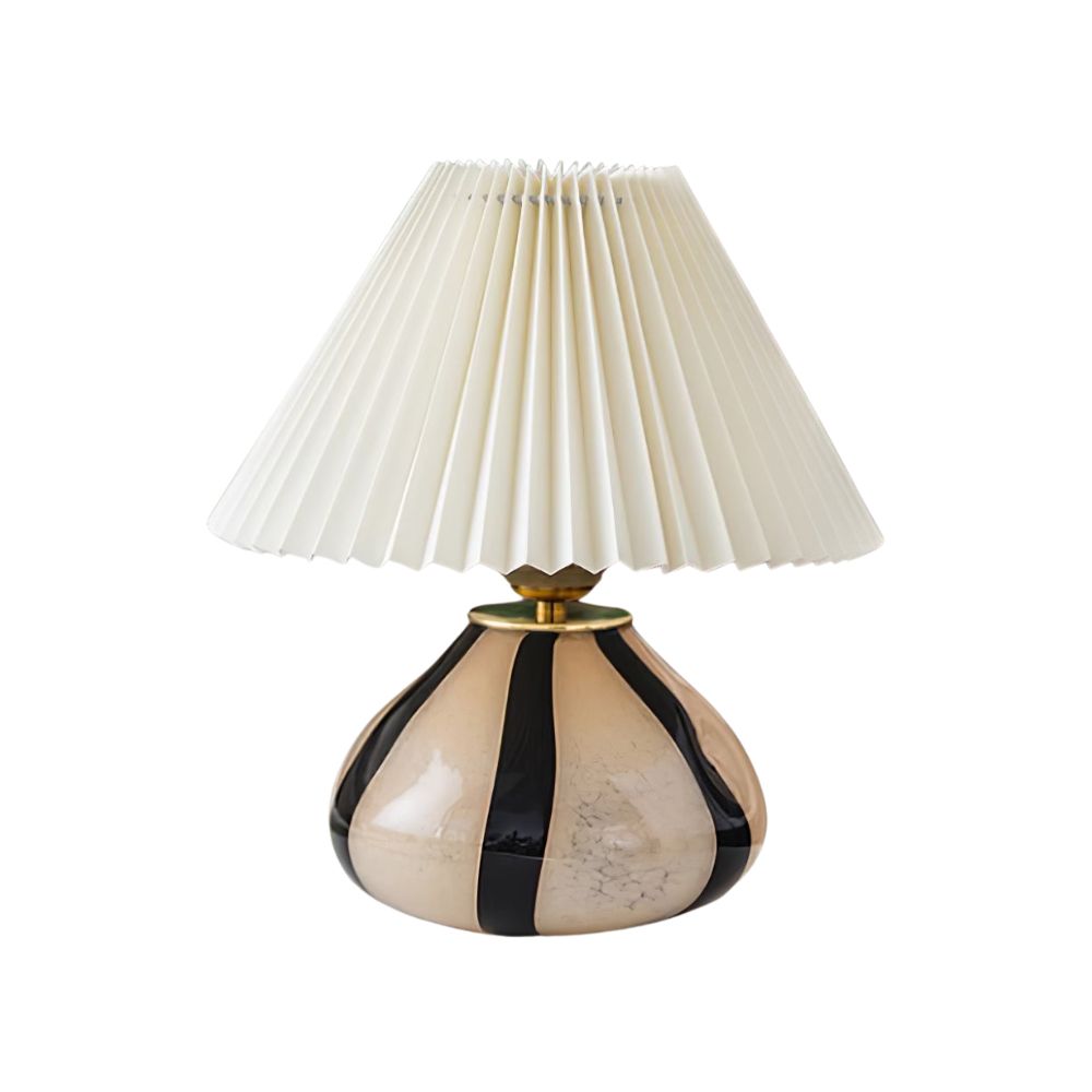 Fabric Table Lamp - Modern Glass Umbrella Pleated Bedside Lamp