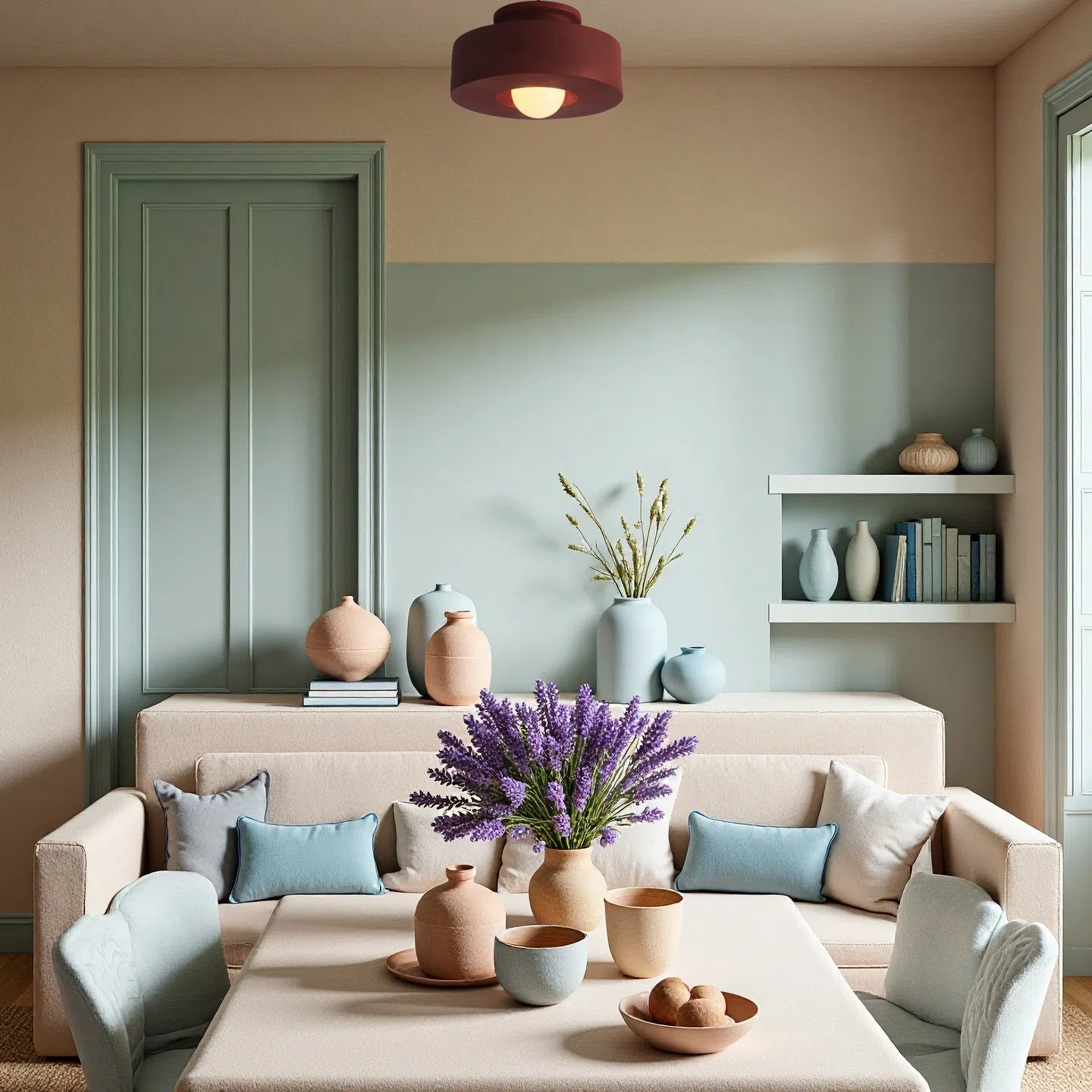 Resin Round Ceiling Lamp – Retro Wabi Sabi Style for Calm Interiors