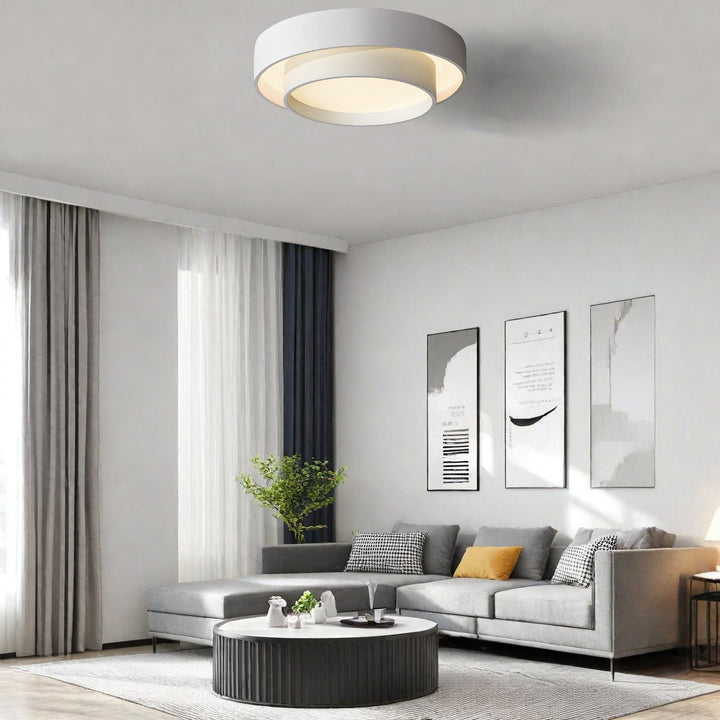 Plafonnier rond double couche – Design encastré en acrylique nordique