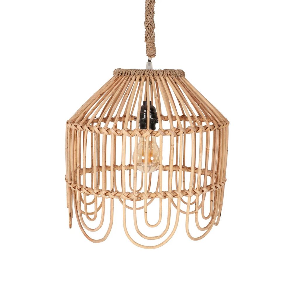 Rattan Pendant Light - Handwoven Wicker Shade Design