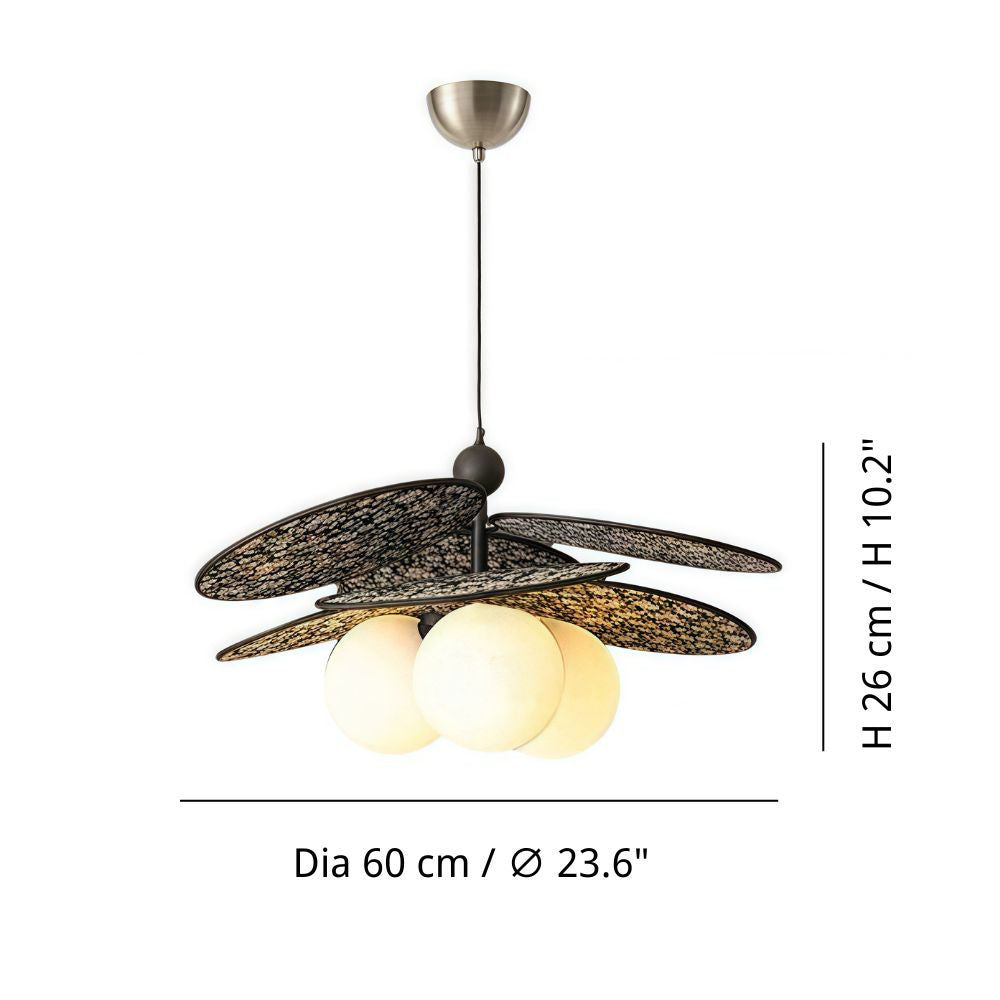 Suspension rétro en tissu - Suspension globe à 3 lumières pour couloir