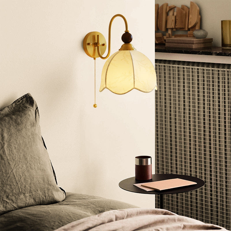 Retro Wabi-sabi Style Bedside Wall Lamp With Artisanal Silk For Lounge