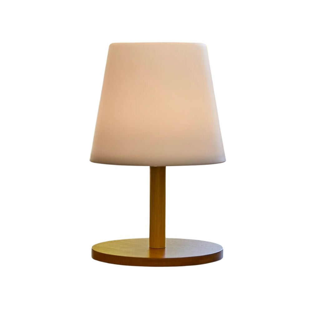 White Wood Table Lamp - Small Wireless Rechargeable Bedside Lamp
