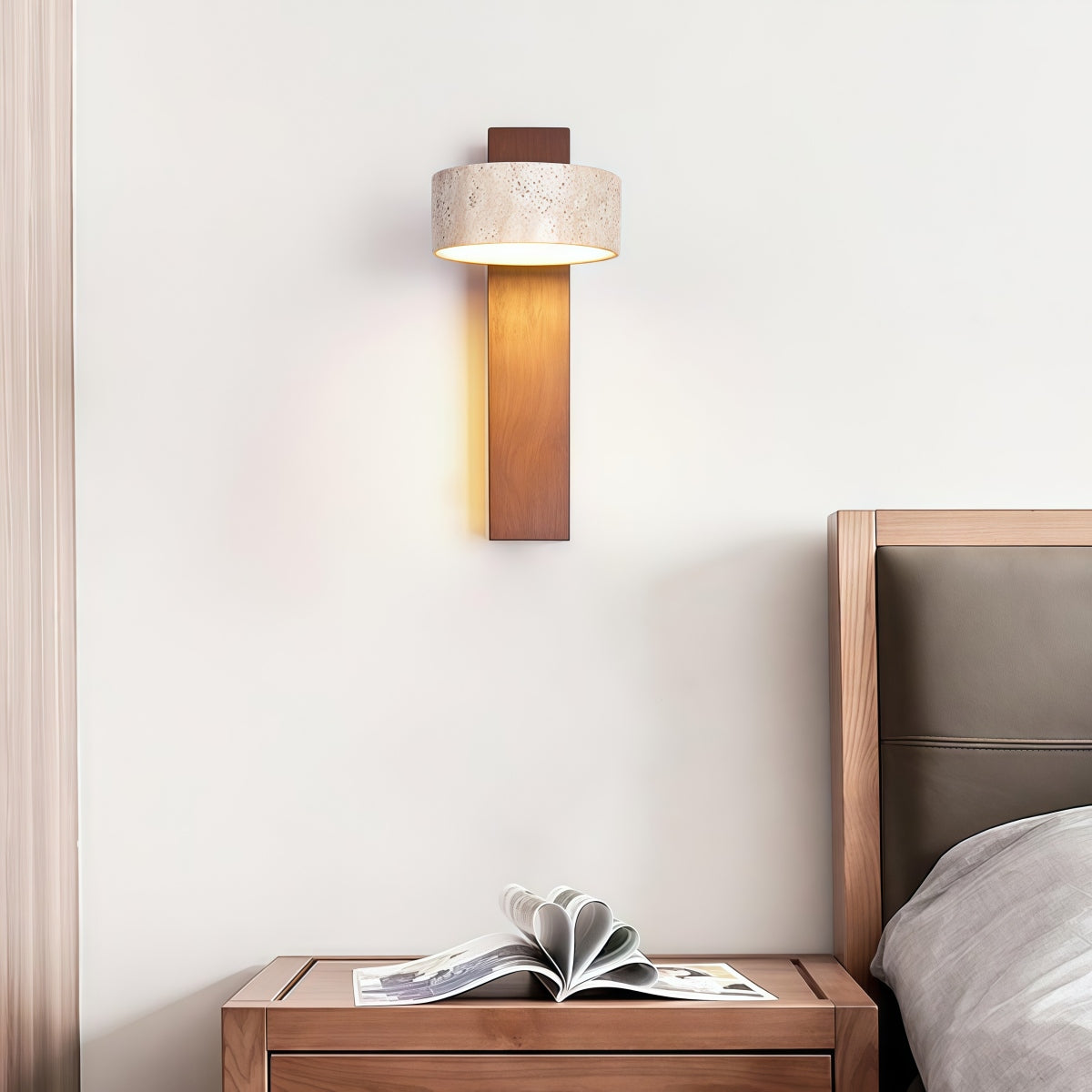 Unique Yellow Travertine Shade Wall Sconce in French Vintage Style