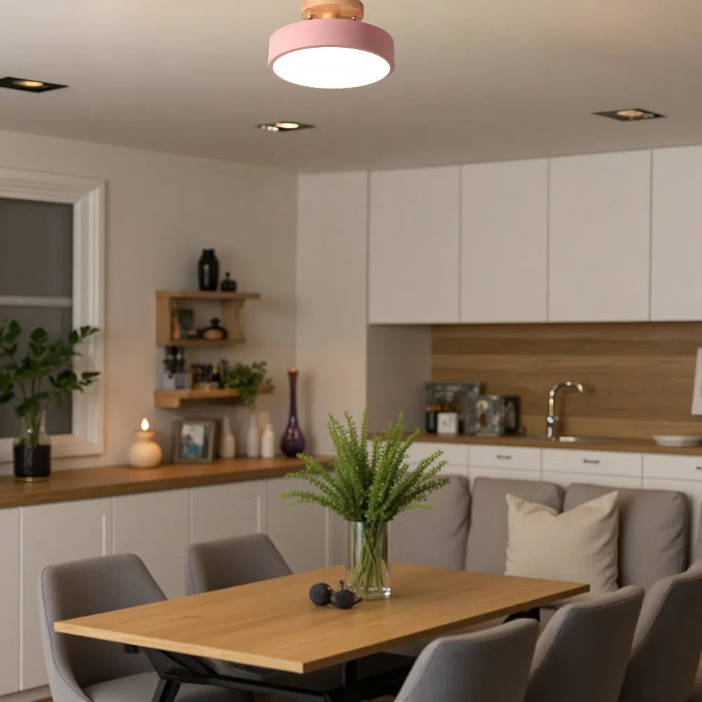 Macaroon Round Ceiling Lamp – Scandinavian Style Wooden Ceiling Light