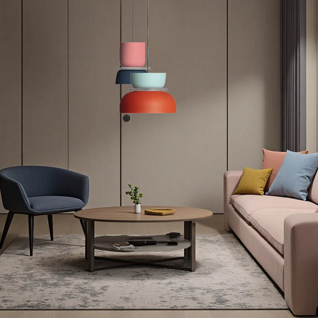 Macri Bowl Shade Pendant Light – Multicolor Double Layer Lamp