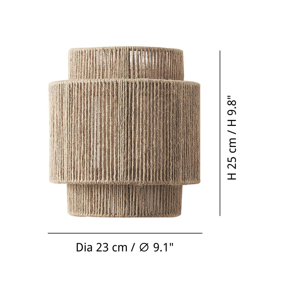 Rustic Rattan Wall Sconce - Woven Cylindrical Lamp for Bedroom
