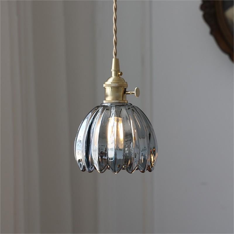 Japanese Flower Pendant Light – Glass Retro Fixture for Interiors