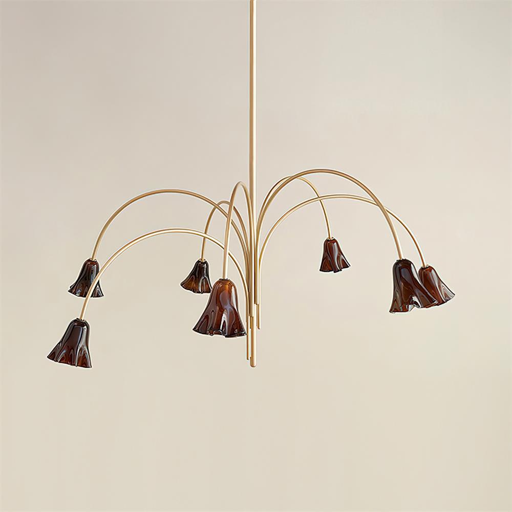 Bellina Modern Romantic Chandelier - Botanical Lily Design with Glass Flowers