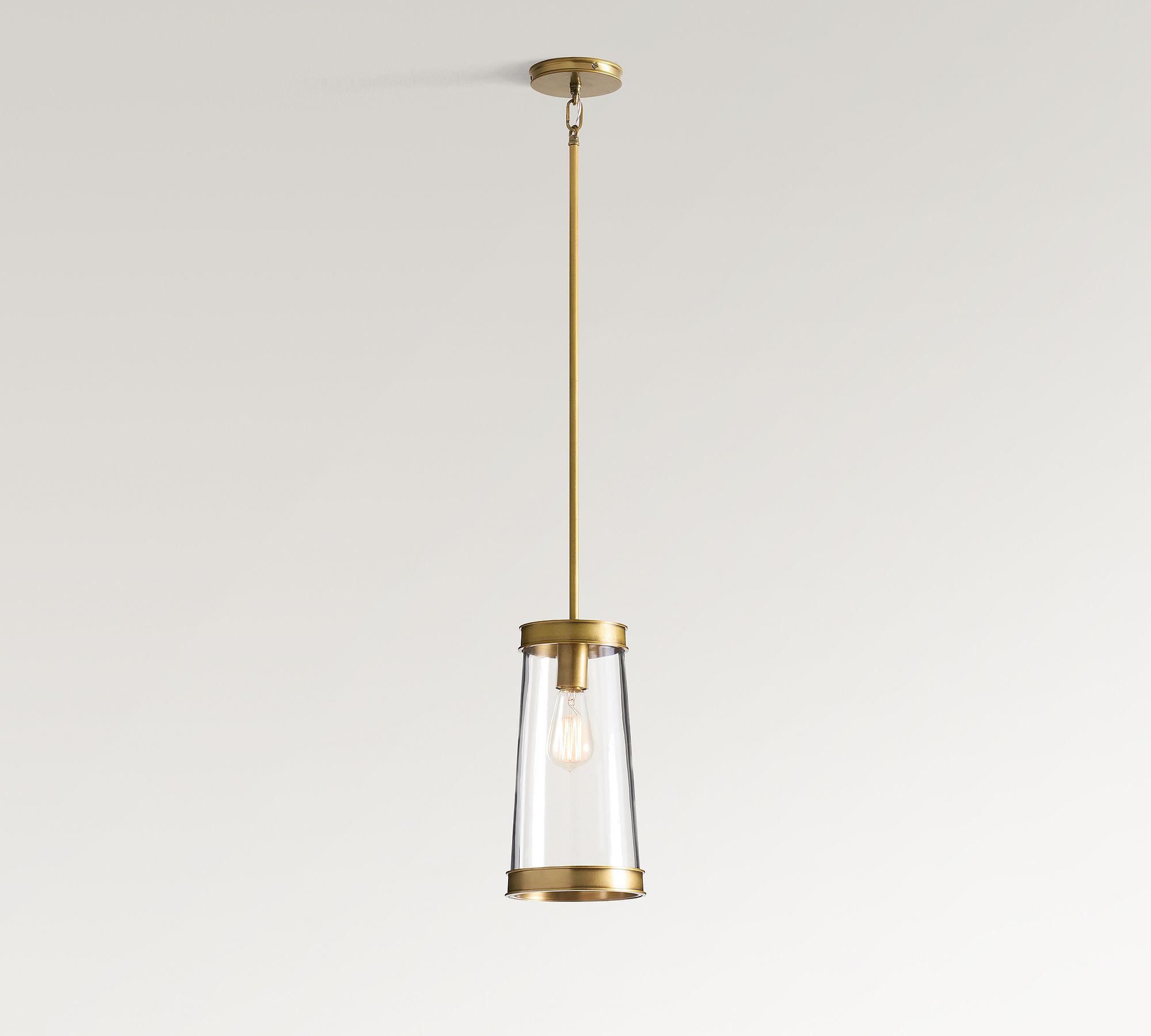 Driscoll Glass Drum Pendant Light - Contemporary Brass Hanging Lamp