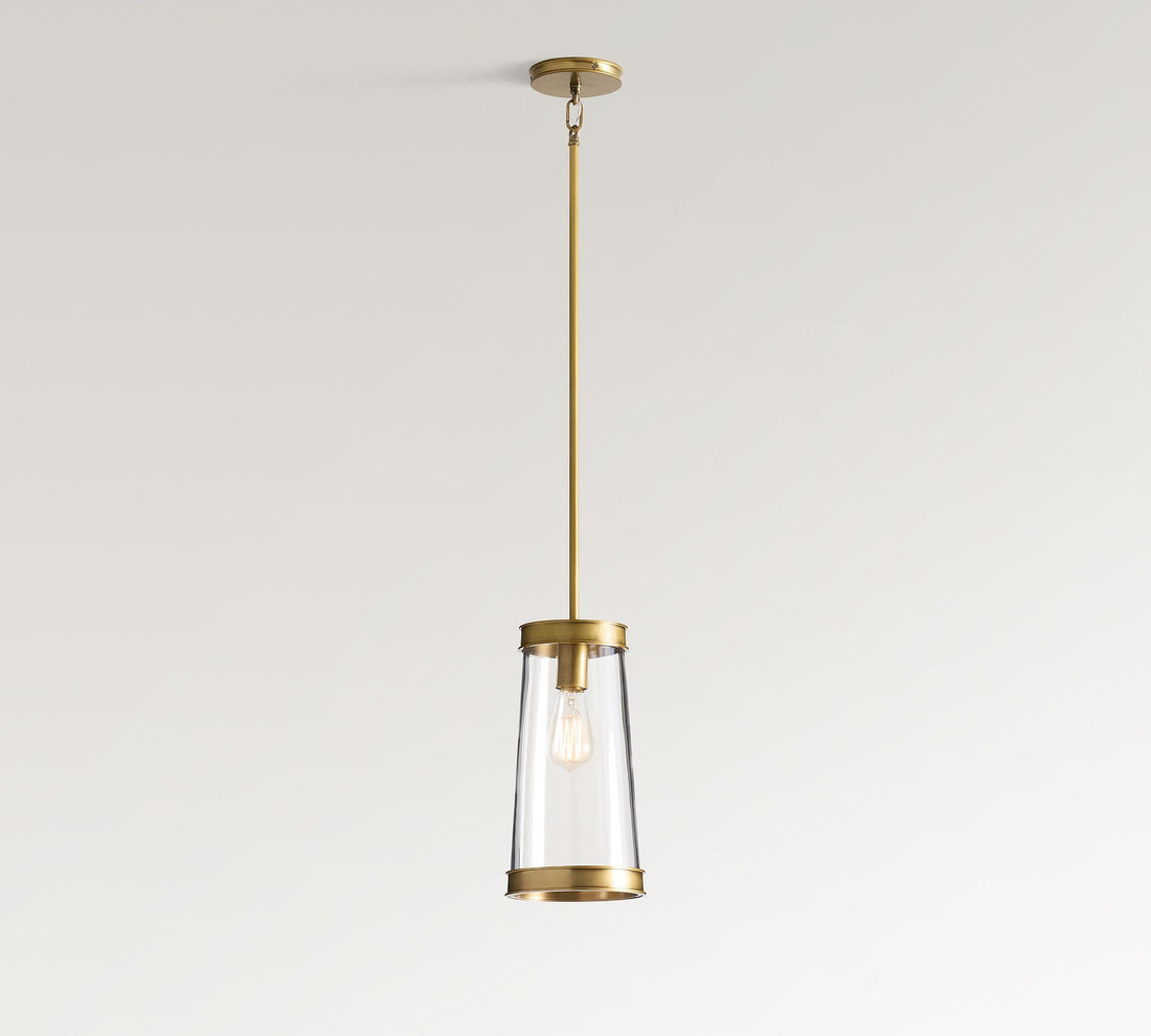 Suspension tambour en verre Driscoll – Lampe suspendue contemporaine en laiton