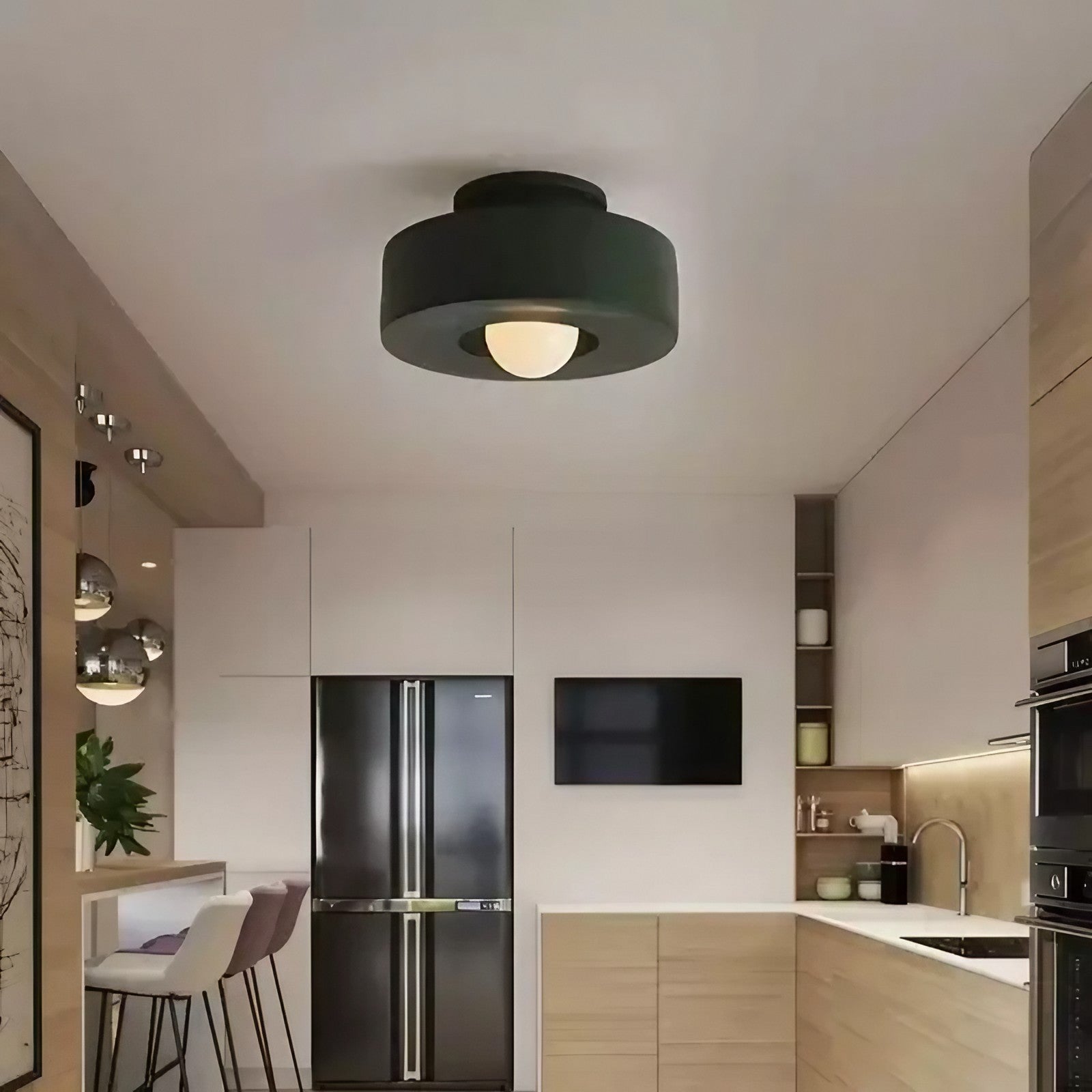 Resin Round Ceiling Lamp – Retro Wabi Sabi Style for Calm Interiors