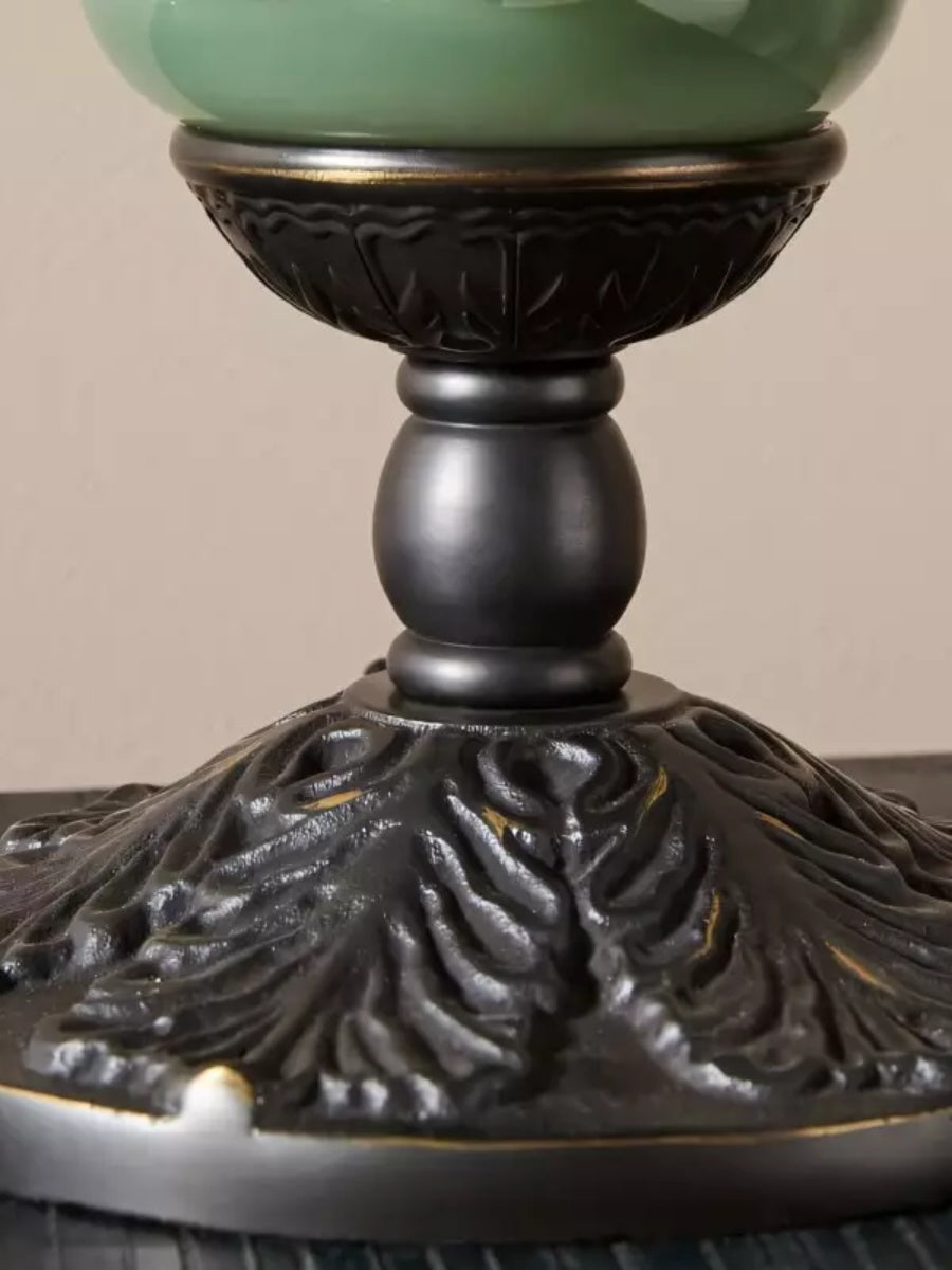 Vintage Green Glass LED Table Lamp