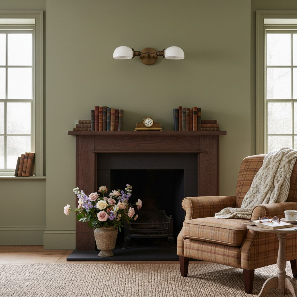 Ornato Luxe Mid-Century Vanity Light - Brass Bathroom Fixture with Opal Glass