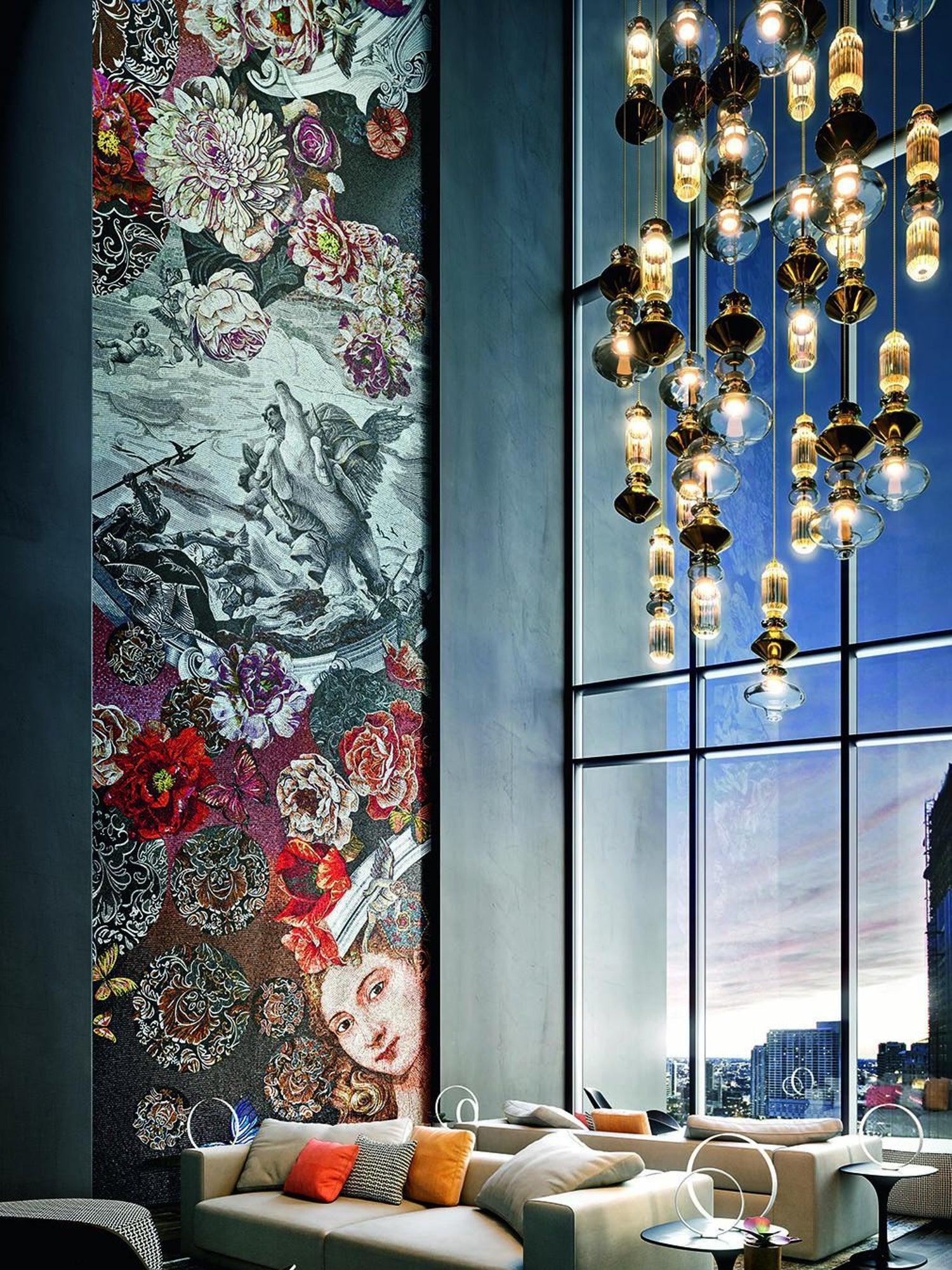 Sleek Hanging Light - Iron Metal Glass Gold Clear Hardwired Atmosphere