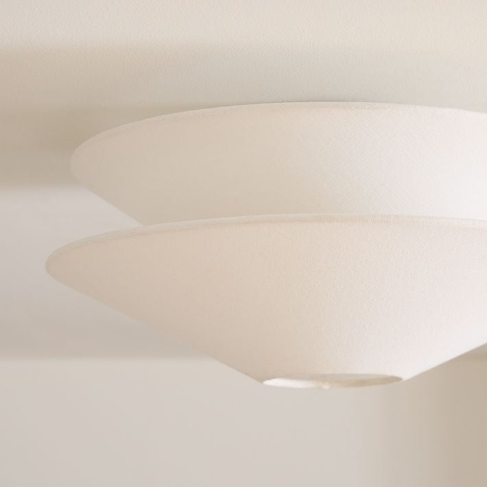 Solivara White Linen Ceiling Light - Modern Flushmount for Bedroom