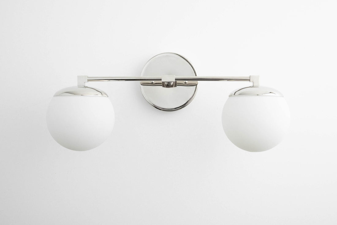 Glorica Glass Vanity Light - Art Deco Brass Wall Globe Fixture Modern