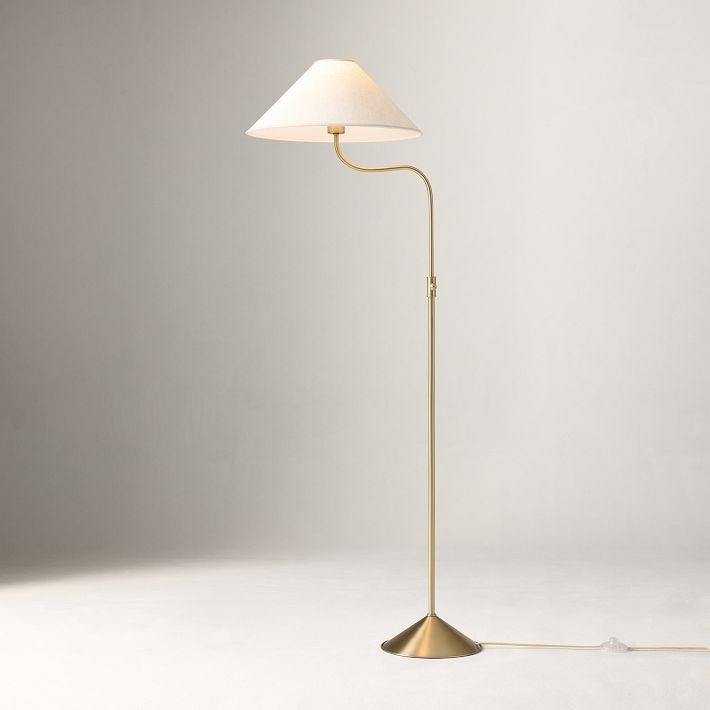 Fibura Champagne Bronze Floor Lamp - Elegant Linen Adjustable Lighting
