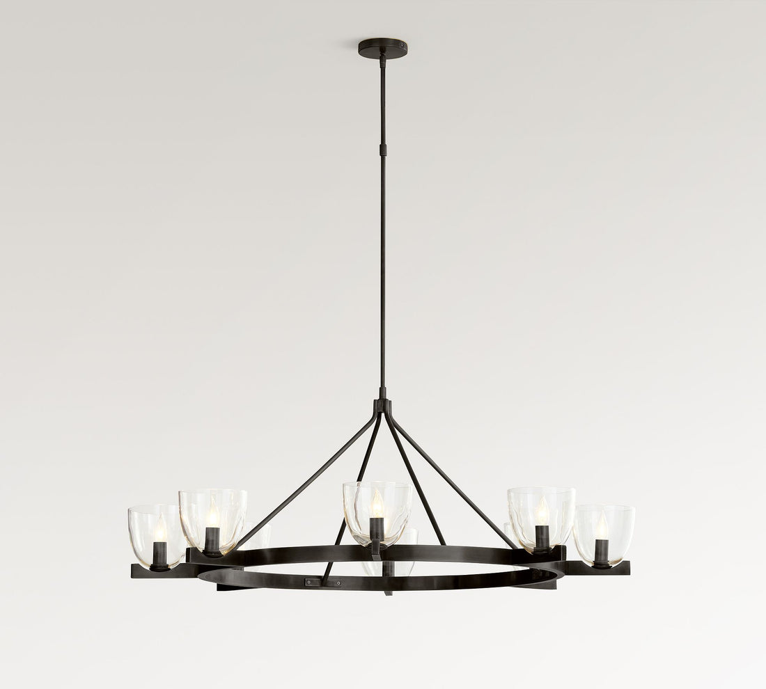 Lustre Auria en verre soufflé à la main et métal - Design contemporain en laiton