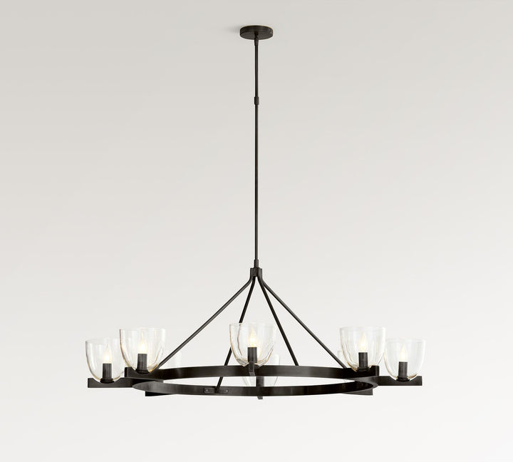 Lustre Auria en verre soufflé à la main et métal - Design contemporain en laiton