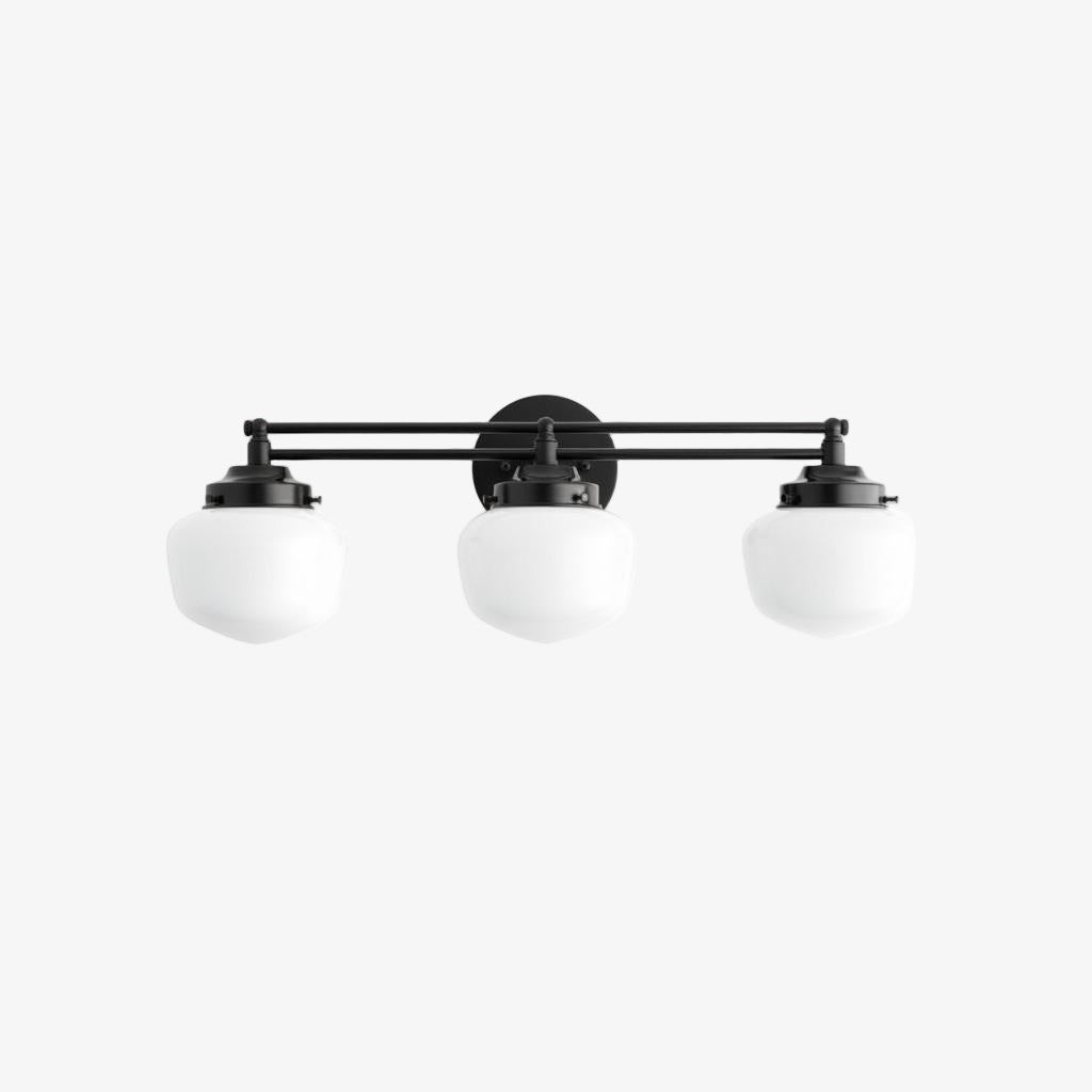 Opalume Glass Art Deco Vanity Light - Bathroom Wall Sconce with White Glass Shades