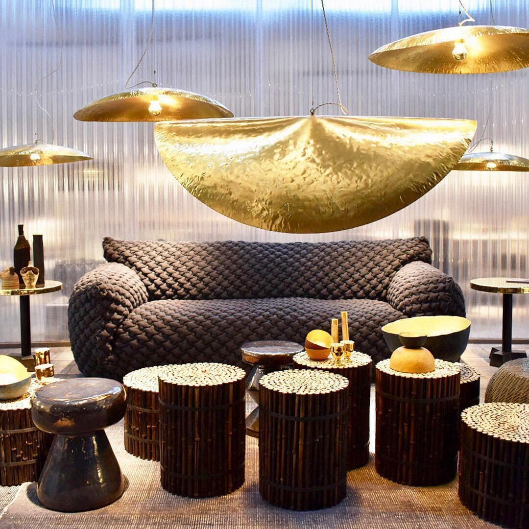 Hammered Brass Suspension Light