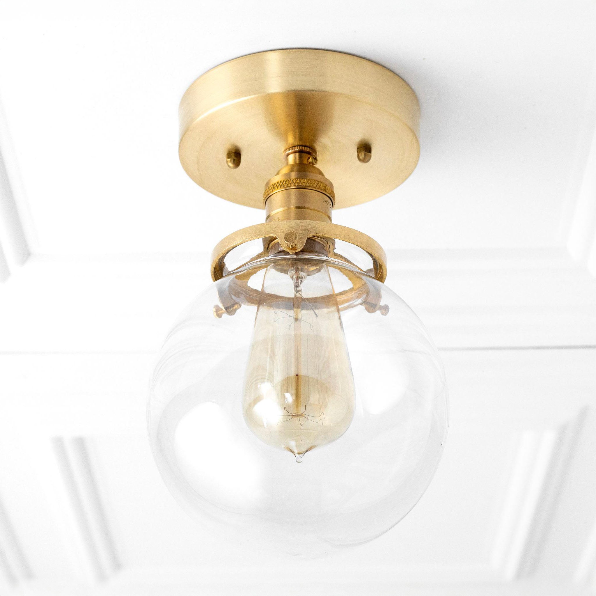 Glorica Glass Retro Globe Ceiling Light - Vintage Industrial Home Lighting
