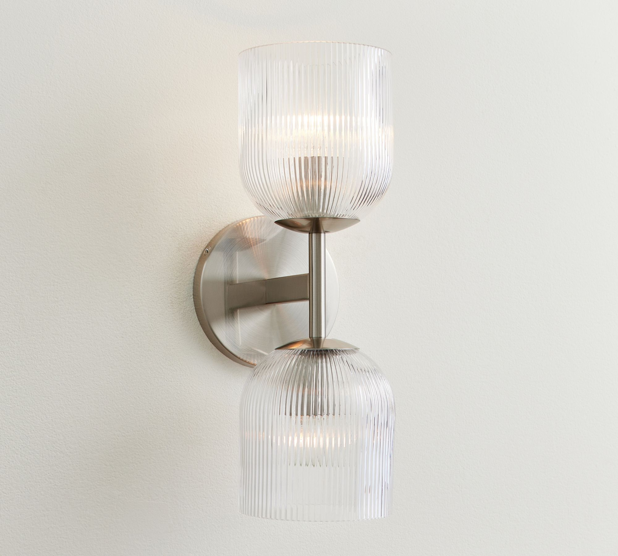 Bravira Ribbed Glass Sconce - Metal Wall Light with Clear Glass Shade