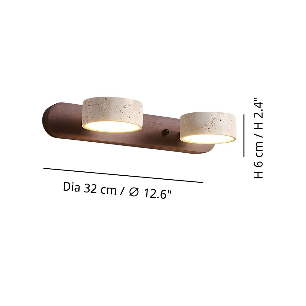 Wood Wall Sconce - Natural Travertine Duo Wall Light