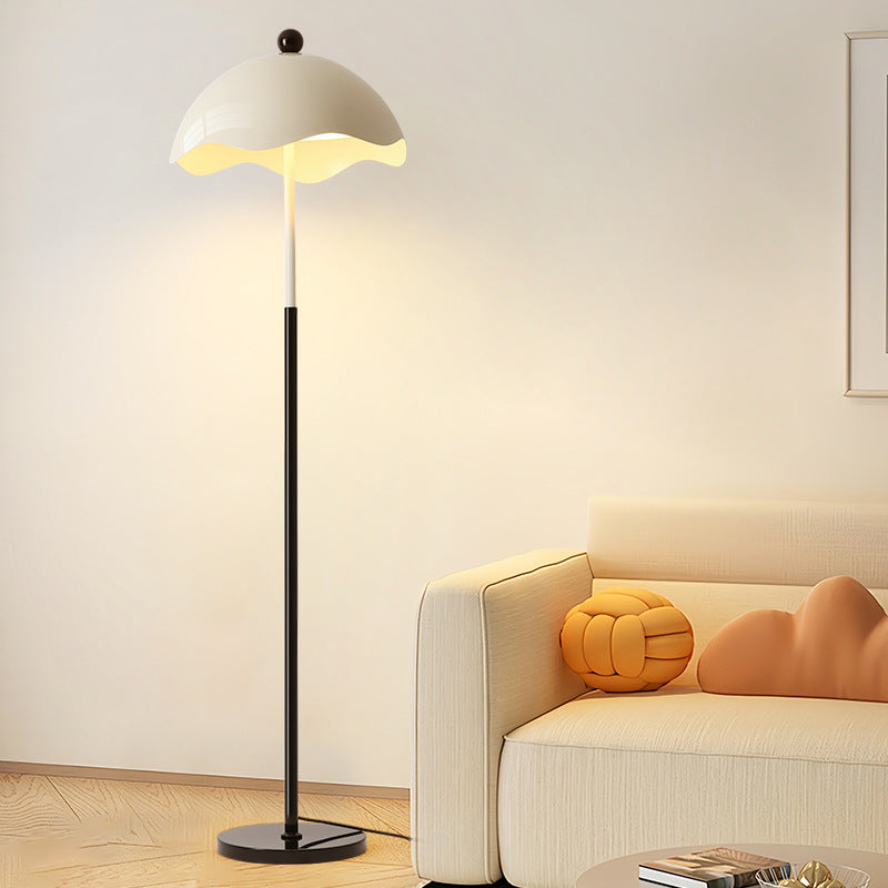 Creative Eggshell Cream Floor Lamp With Dome Acrylic For Spacious Parlor