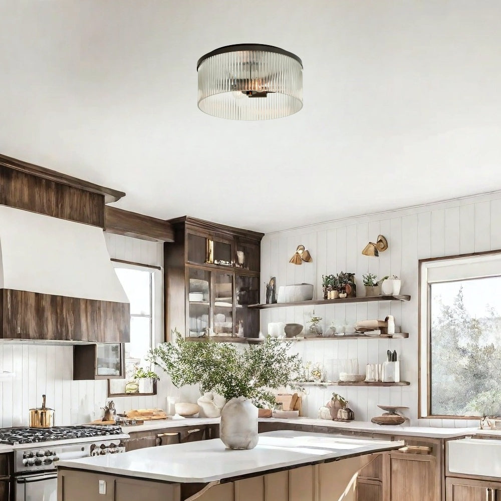 Vintage Semi-Flush Mount Clear Glass Ceiling Light