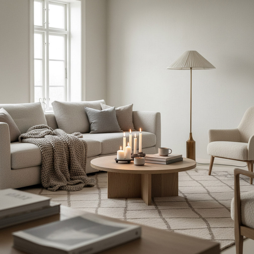 Lindi - aged brass and linen scalloped floor lamp