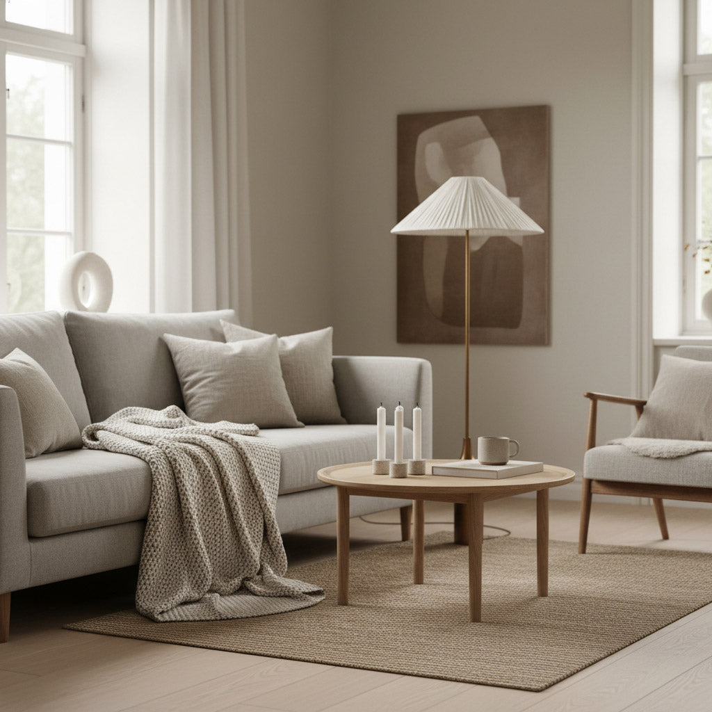 Lindi - Aged Brass and Linen Scalloped Floor Lamp