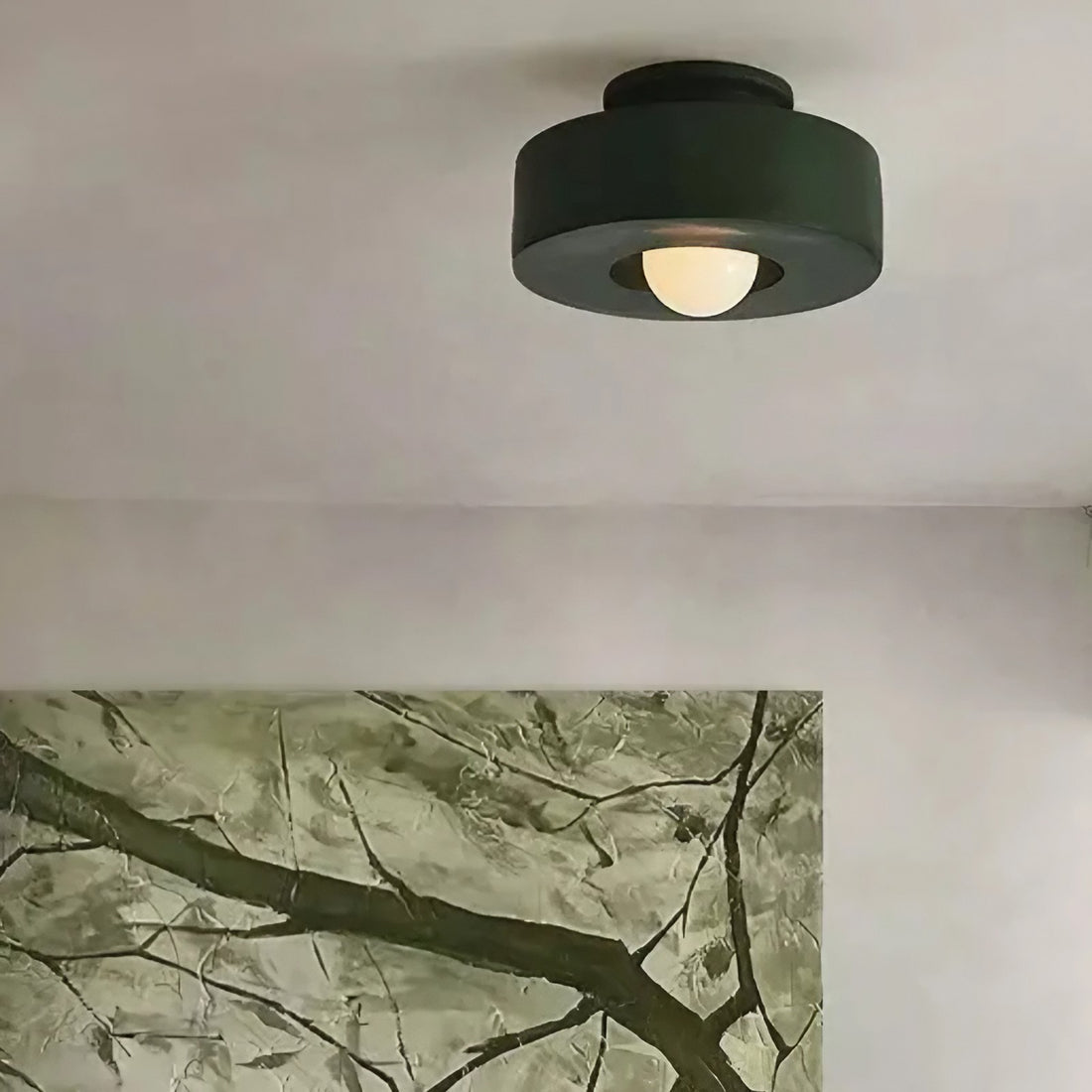 Plafonnier rond en résine – Style rétro Wabi Sabi pour intérieurs apaisants