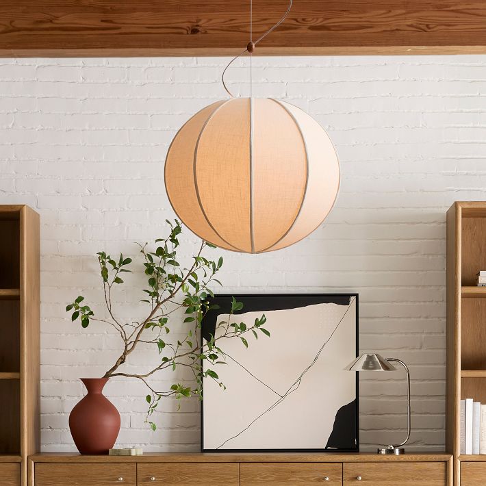 Alvian Linen Pendant Light - Adjustable Ball Dining Table Lighting