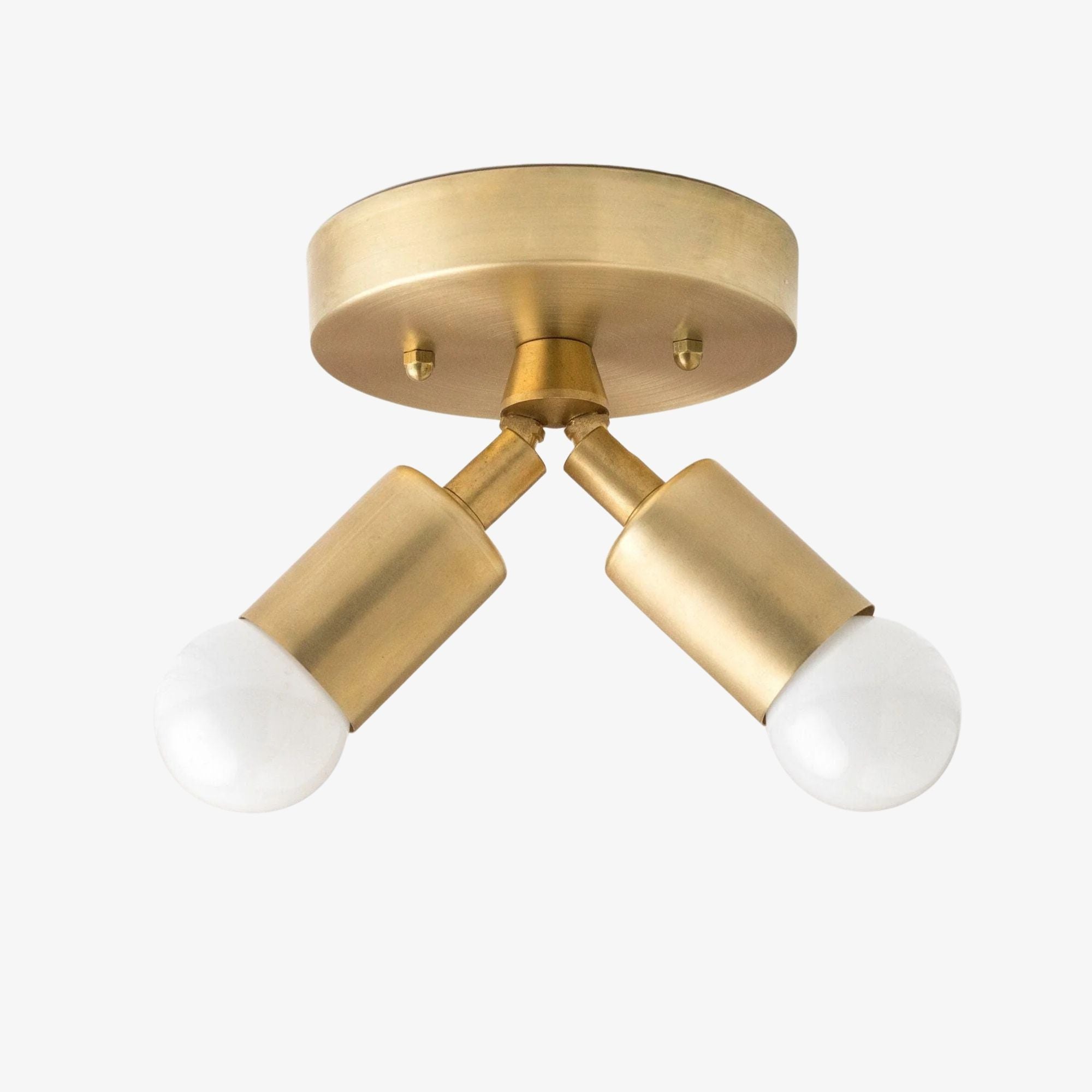 Mobilux Line Modern Brass Flush Mount - Minimalist Gold Ceiling Light for Bedroom