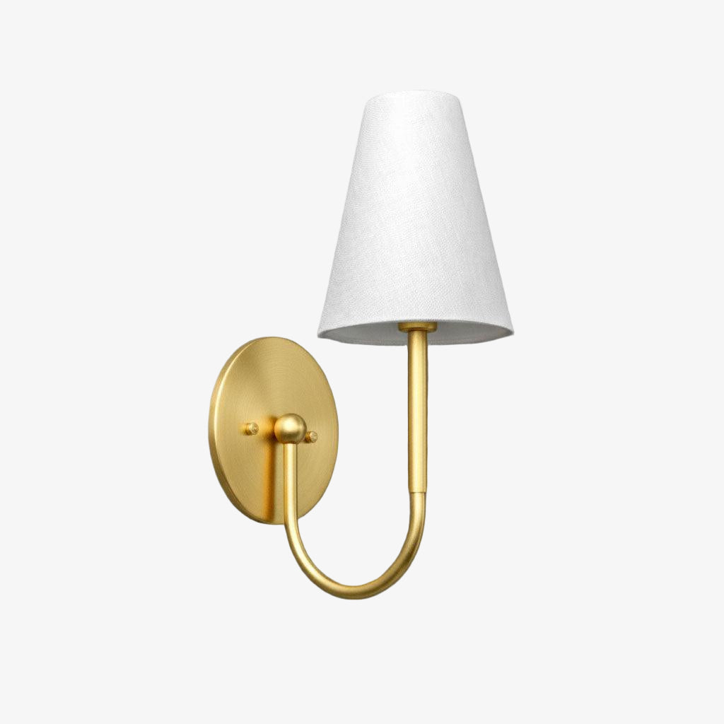 Curva Metal Collection Traditional Wall Light - Brass Finish with Shade