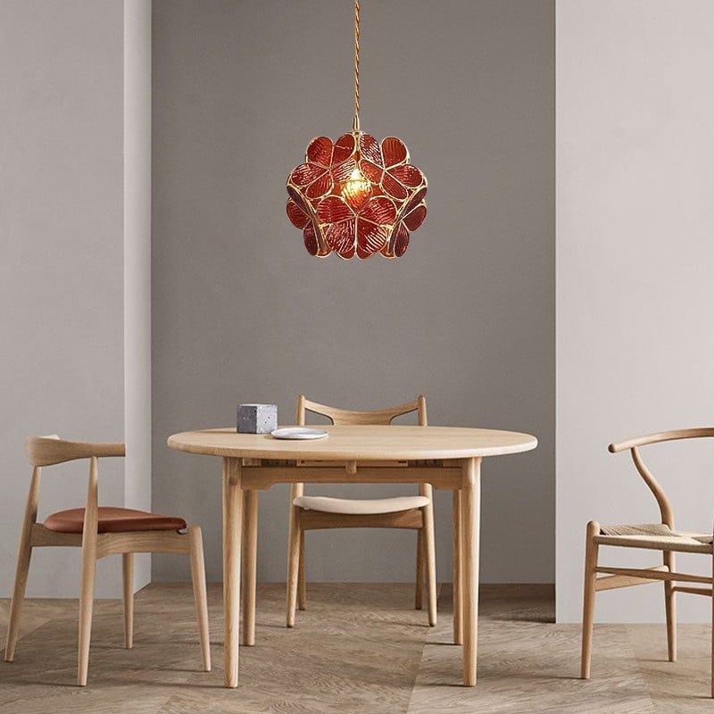 Retro Glass Flower Petal Pendant Lamp